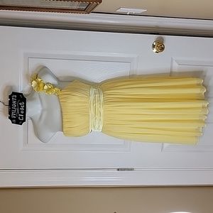 Sequin Hearts One Shoulder Dress Medium Flowers Yellow